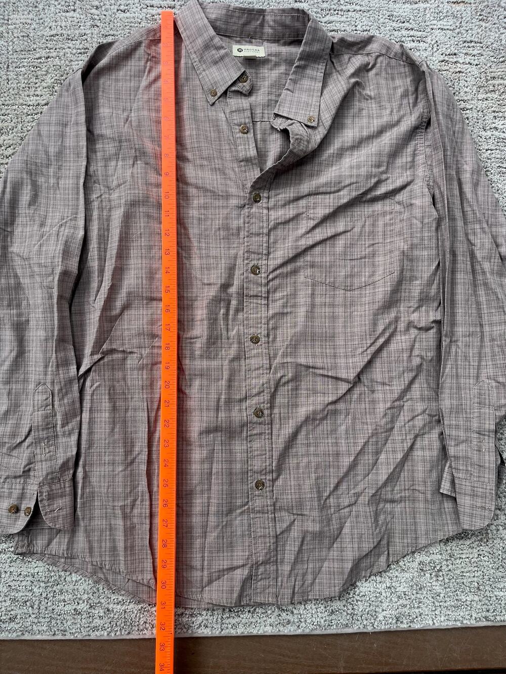 Men's gray plaid Haggar button-down shirt, size XL